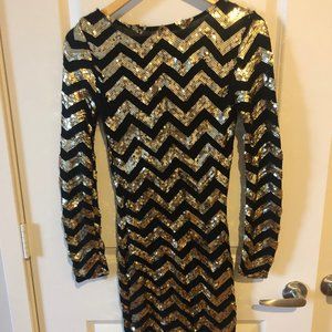 Black and Gold Sequin Dress